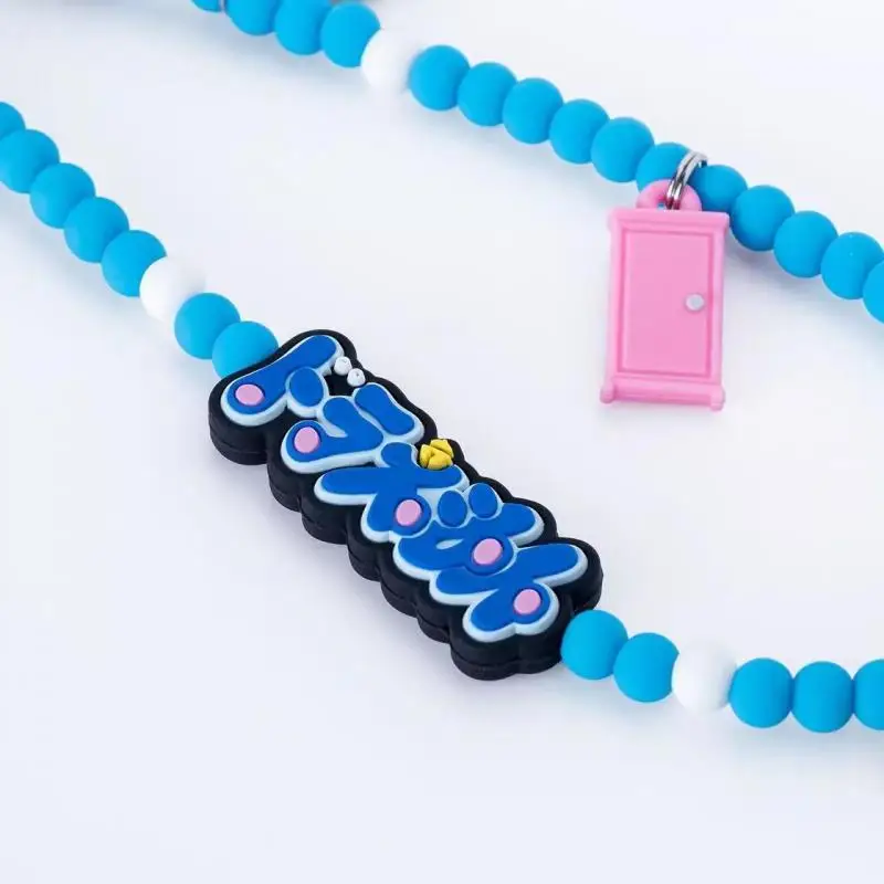 Kawaii Doraemon Beaded Bracelet Colorful Lanyard Flower Phone Charm Pearl Mobile Phone Wrist Strap Acrylic Anti-Lost Chains