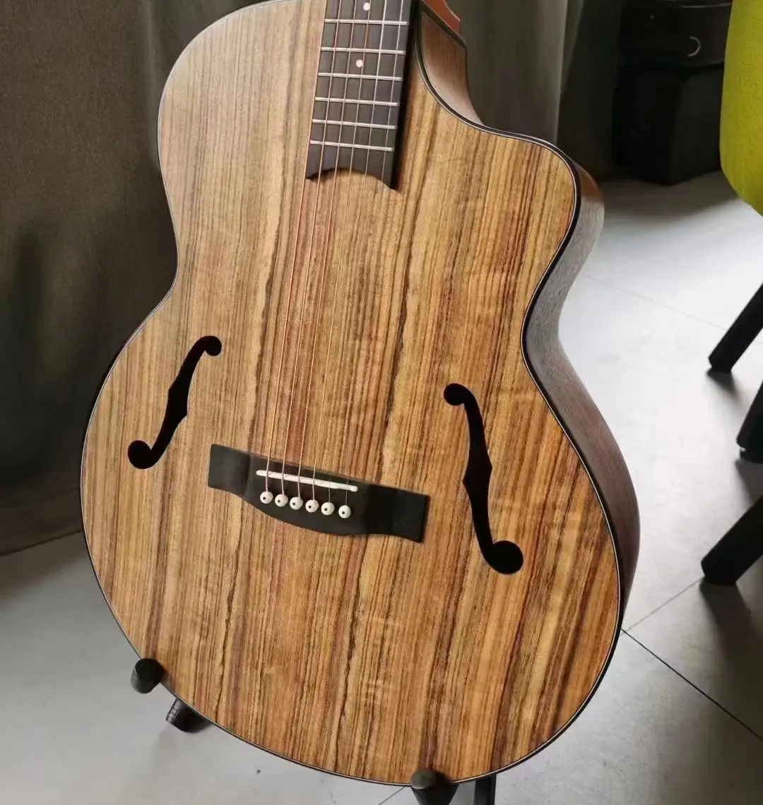 High Quality Full Hand Made Wooden Acoustic Guitar, Jazz Style, 41 Inch, Essential Color, 6 Strings, Folk, Super Beautiful