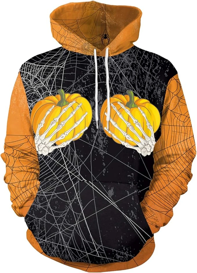 

Funny 3D Pumpkin Graphic Hoodies For Men Halloween Festival Party Creative Design Long Sleeve Pullover Fashion Casual Sweatshirt