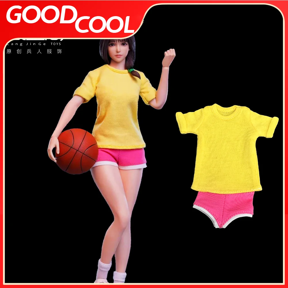 1/6 Scale Basketball Expert Female Soldier Yellow Short Sleeved Sports Shorts Clothing Accessories Fit 12 in Action Figure Body