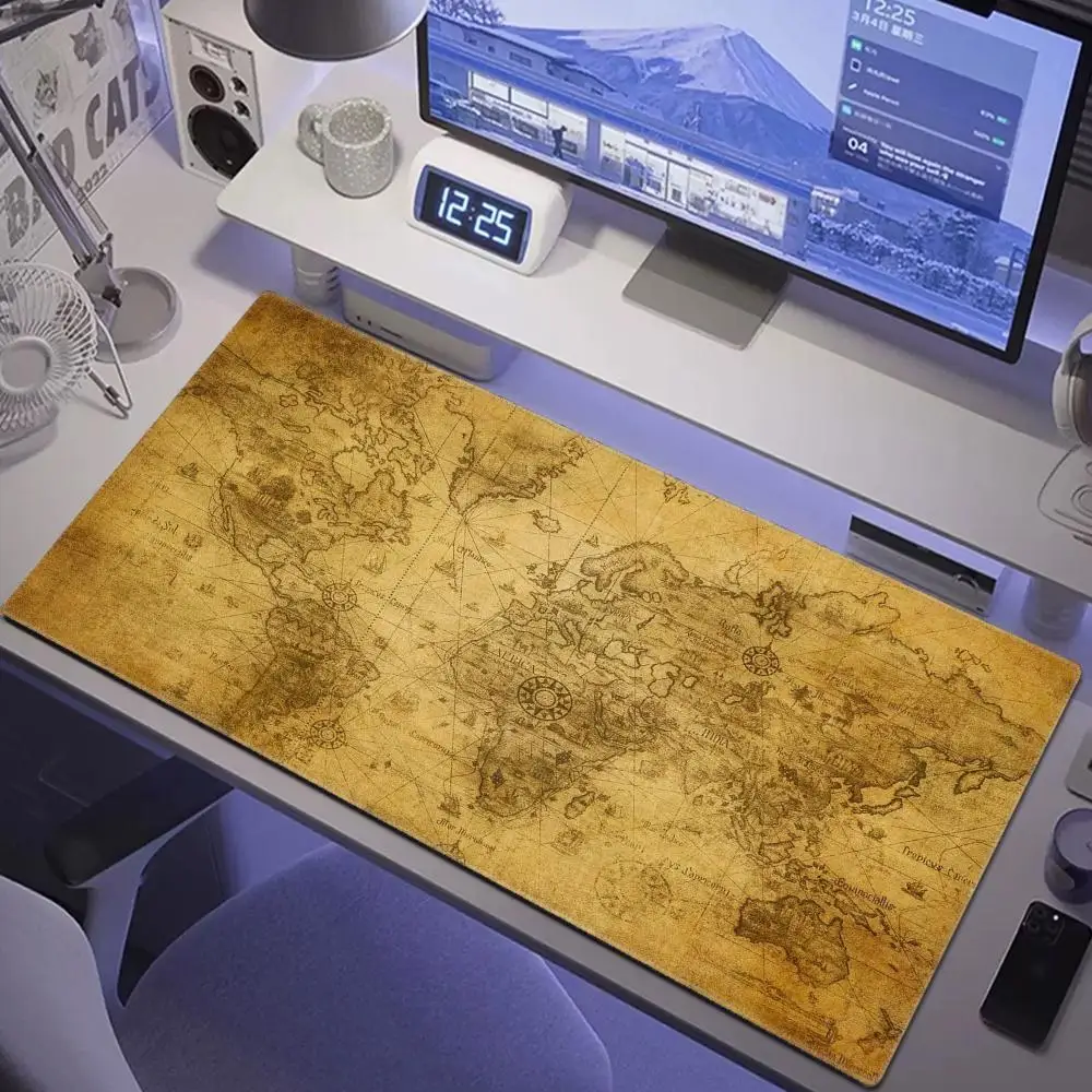 Mairuige Old World Map Large Gaming Lock Edge Mouse Mat Keyboard Pad Desk Mat Table Mat Gamer Mouse Pad for Laptop Notebook Lol