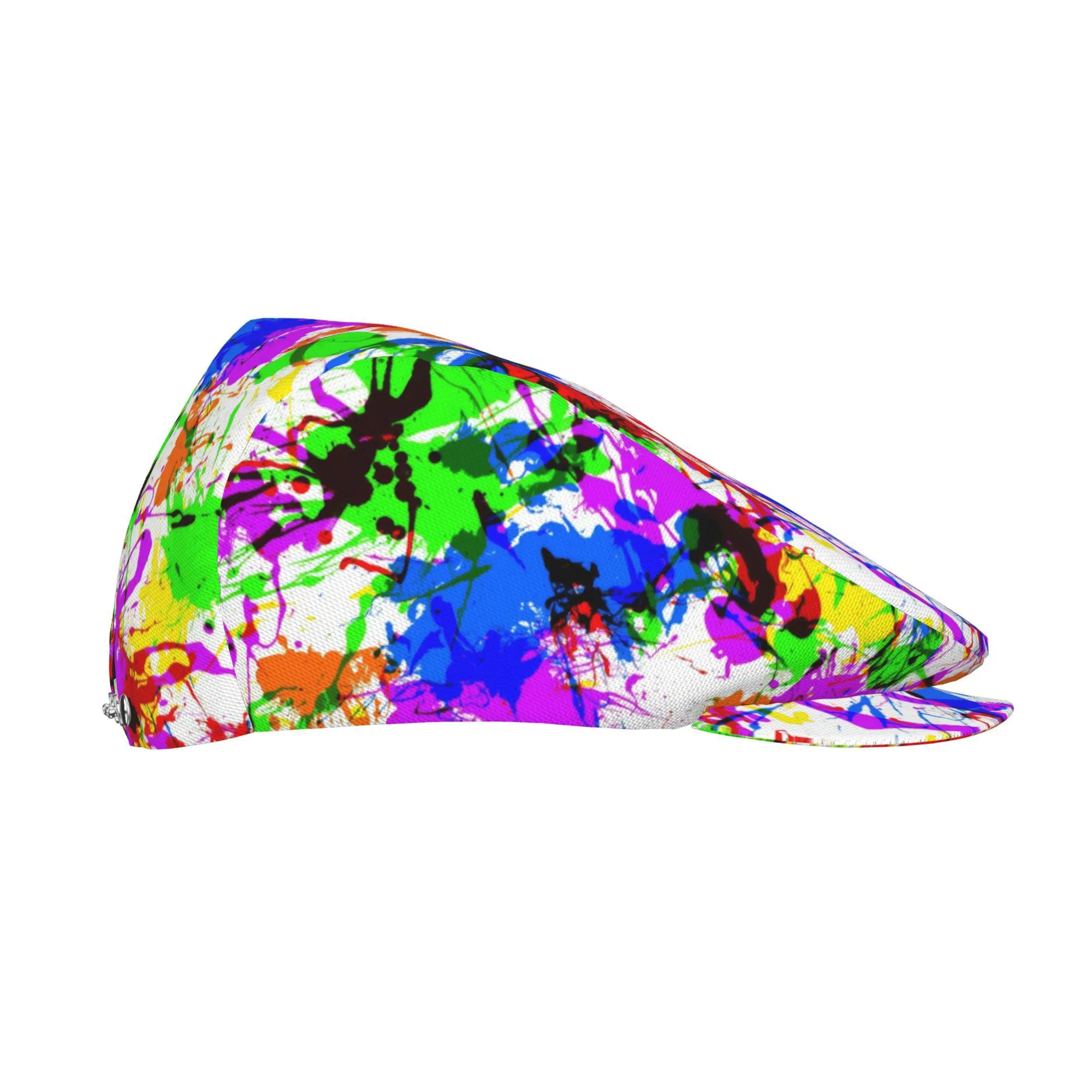 Customization Colorful Splatter Art Cap For Both Men And Women, Featuring An Adjustable Newsboy Style, Beret Design, Ivy Cap, Ca