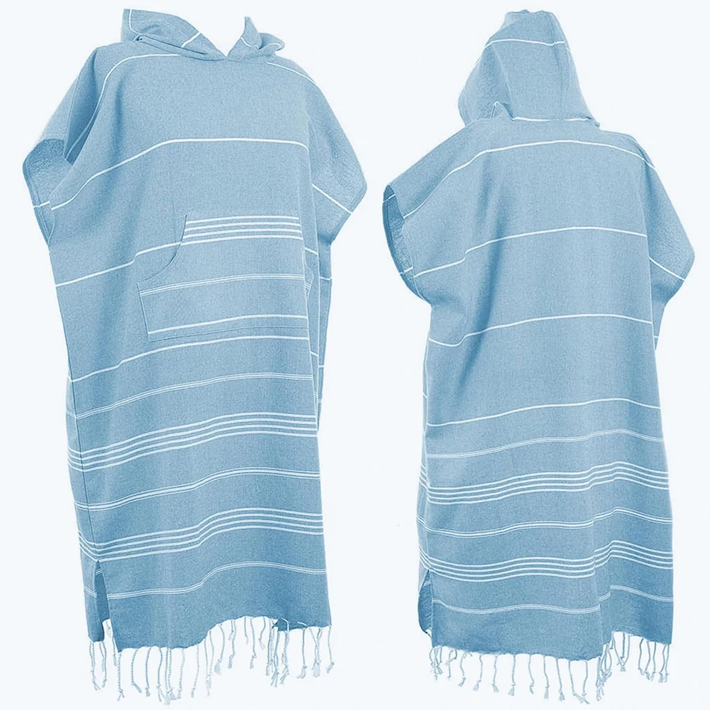 Large Cotton Poncho Towel Surf Bath Towel Changing Towel Robe with Hood Front Pocket Absorbent Wearable Towel Hooded Beach Towel