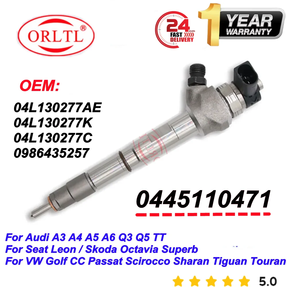 

0445110471 0986435257 Diesel Fuel Injector 04L130277K 04L130277AE 04L130277C for Audi Seat Skoda VW Golf CC Passat Scirocco