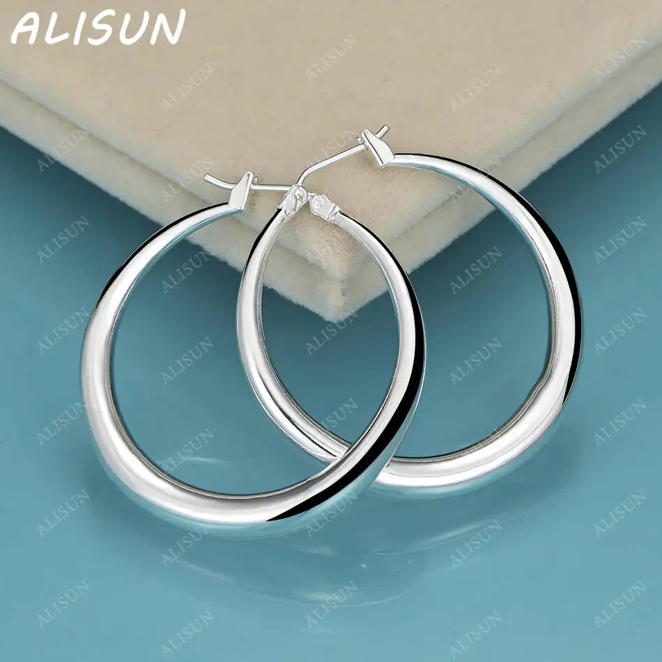 

ALISUN 925 Sterling Silver 36mm Hoop Earrings Charm Trend Birthday Gifts Fashion Party And Daily Wear