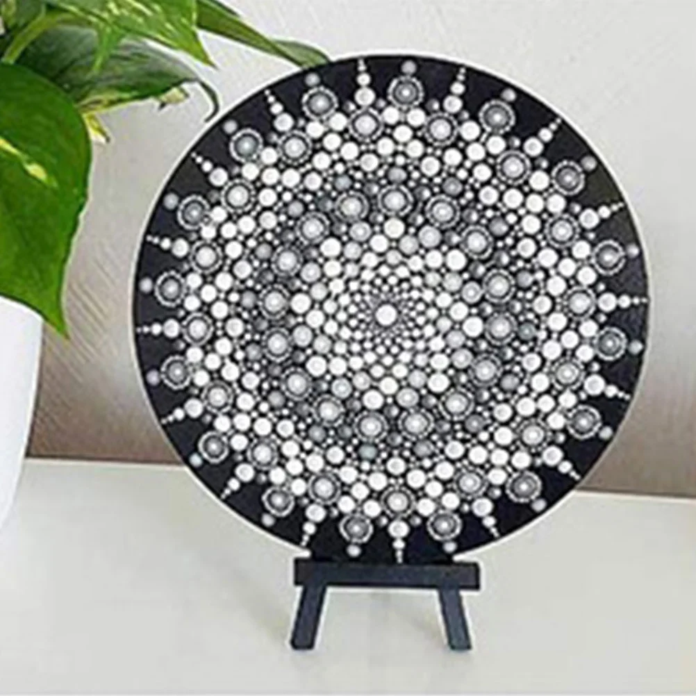 Petits tableaux de peinture en papier noir, outils de dessin et de pointage Mandala en carton, 8 pièces