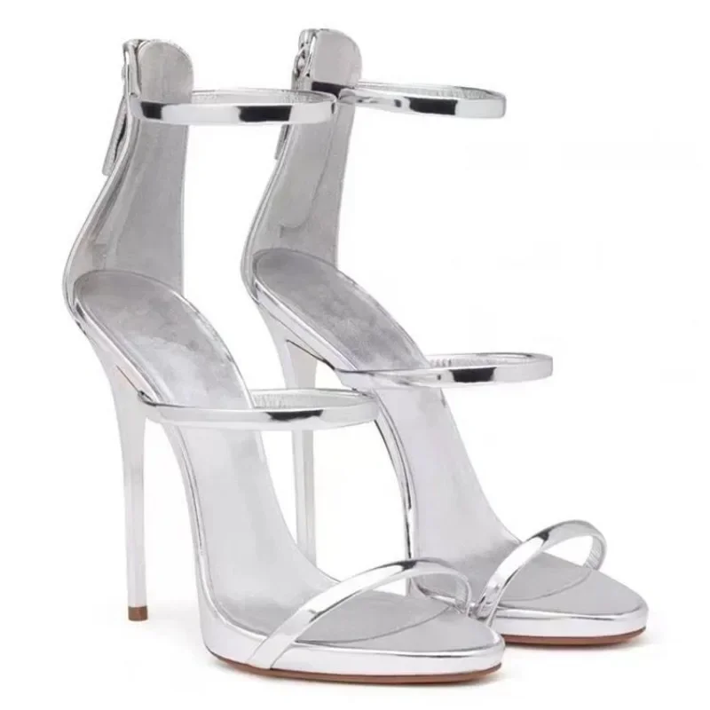 2024 Women\'s Summer New Sexy Stiletto Heels Sandals Fashion High-quality Banquet Zipper Strap Combination High Heels