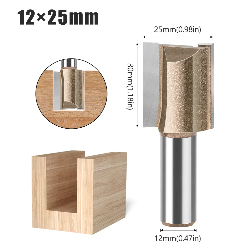 1 PC 12mm Shank Straight Router Bit Tungsten Carbide Milling Cutter Woodworking Tool Trimming Cutter