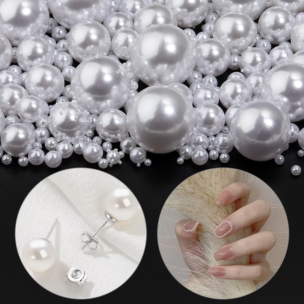 10-1000 Stück 1-20mm Beige/Weiß ABS-Imitationsperlen ohne Loch, runde lose Perlen für Heimdekoration, Schmuckherstellung, DIY-Zubehör – Detail 2