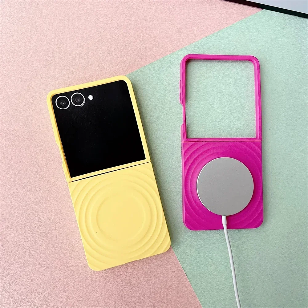 Phone Case for Samsung Galaxy Z Flip 7 fe 6 5 Flip7 Flip6 Flip5 5G Hard PC Protective Cover Ripple for Magsafe Magnetic
