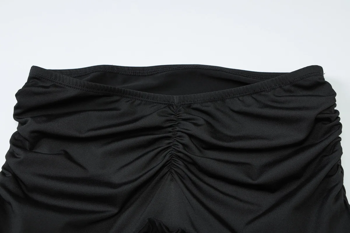 Feminino sólido babados ruched 2 peça conjunto com decote em v rendas até halter sem costas tanque colheita topos + a linha saias longas roupas de férias terno