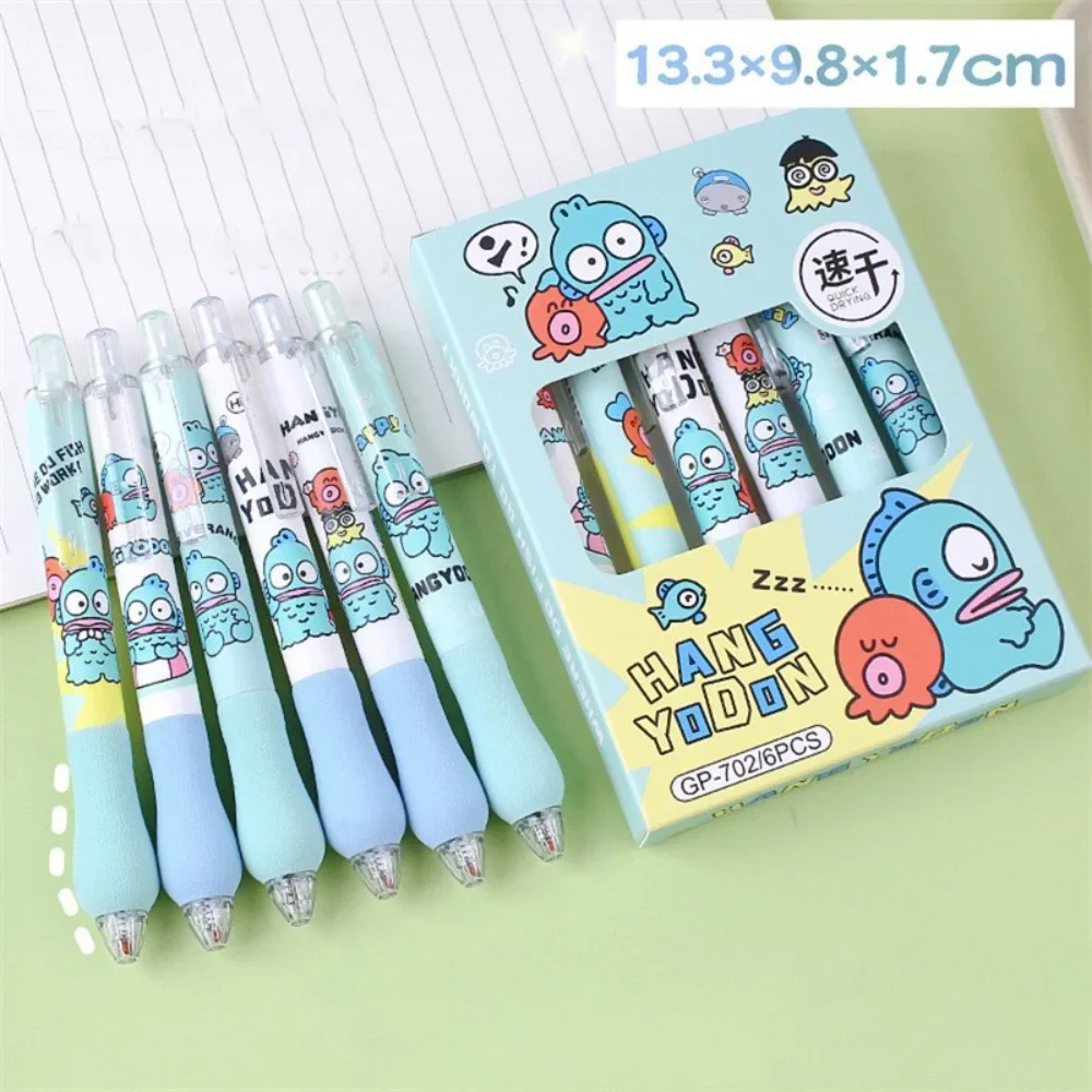 6pcs/set Anime Peripheral Kuromi Hang Yo Dun Cartoon Flexible Sheath ST Quick-dry Black Examination Gel Pen Pupil Stationery