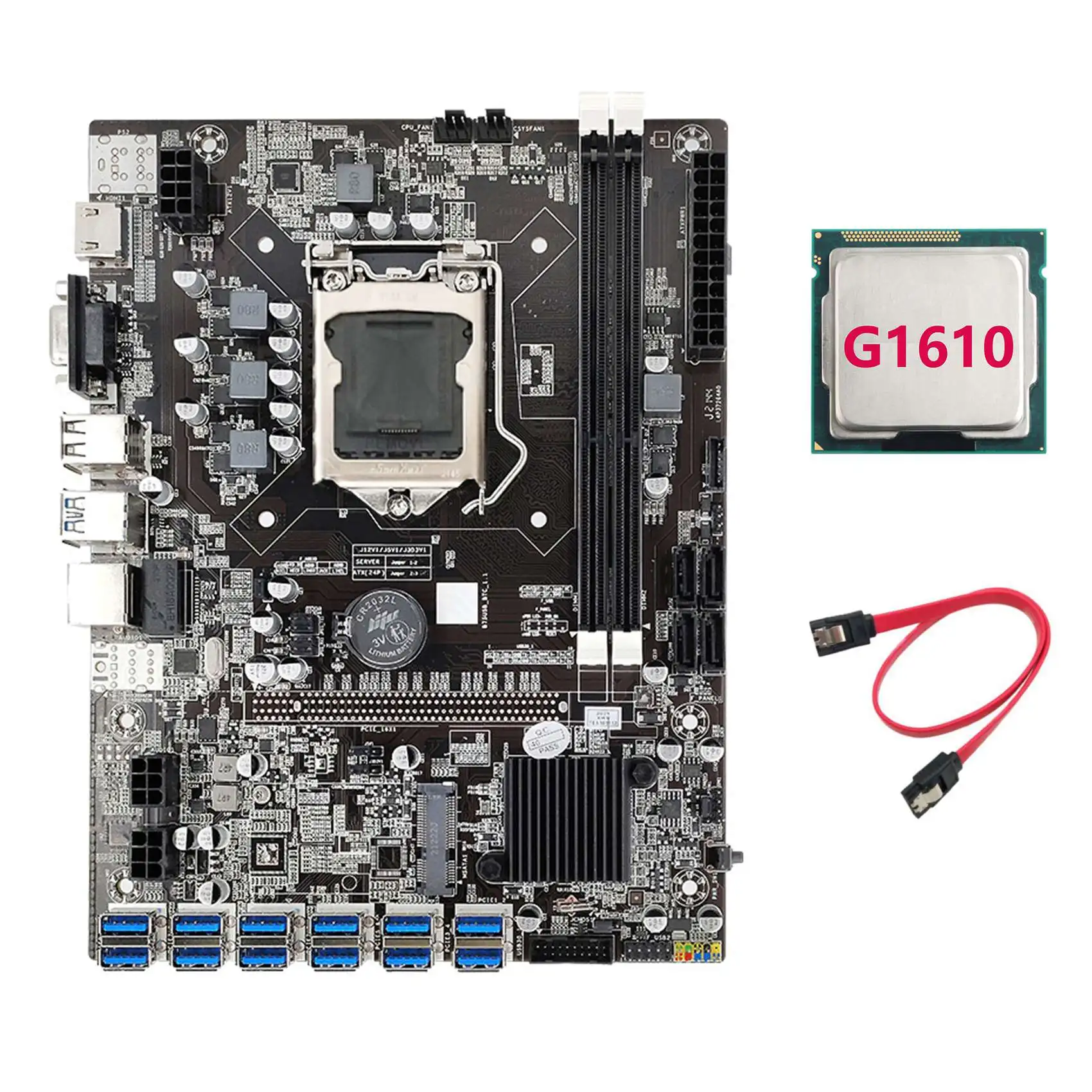 

B75 ETH Mining Motherboard+G1610 CPU+SATA Cable LGA1155 12 PCIE to USB Adapter MSATA DDR3 B75 USB BTC Miner Motherboard