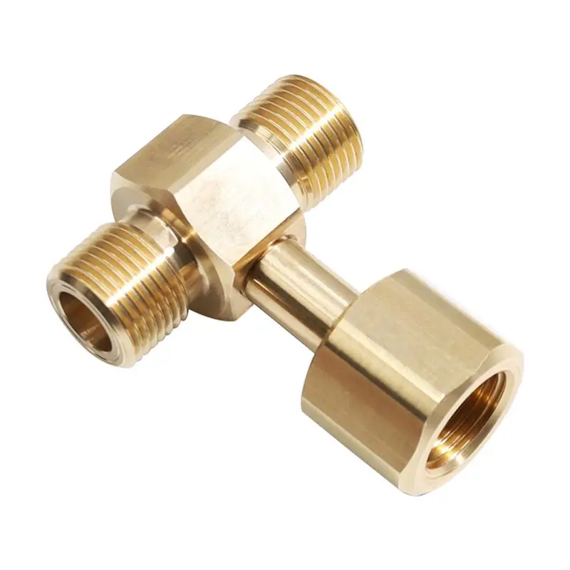 BAAG-2X CO2 Tank Adapter,Soda Cylinder Brass CO2 Cylinder Tank CGA320 Adapter Converter Tee Adapter T-Adapter 1 To 2 CGA320