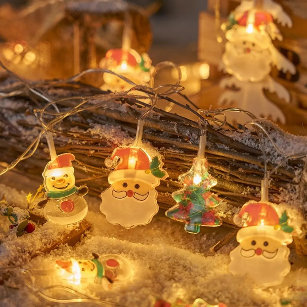 1PC 1.5M10LED Christmas Battery Box Santa Claus Snowman Christmas Tree Light String,Excluding Battery,Used for room Decoration