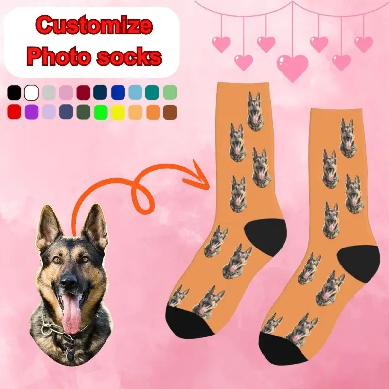 Customized printing of your photos, personalized long socks, colored socks, men's women neutral socks, fun and innovative socks,