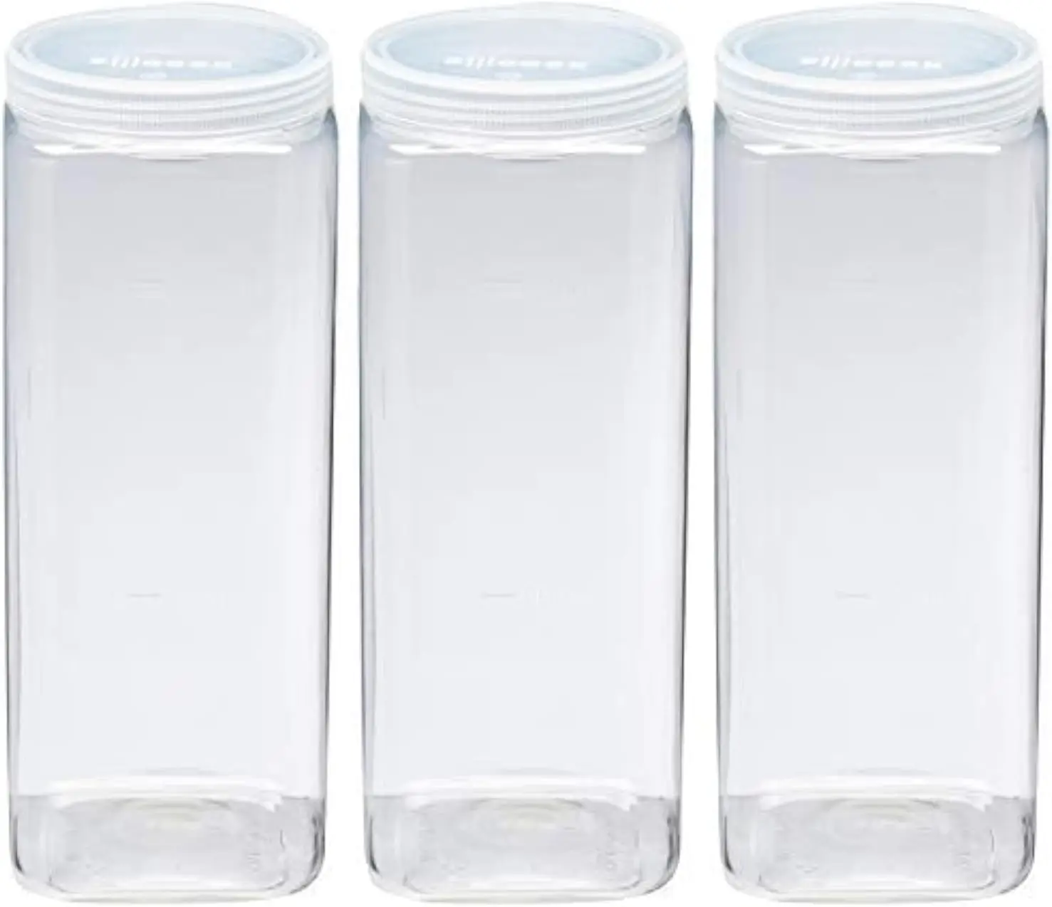 

Набор прозрачных пластиковых банок Silicook, 3 упаковки, квадратные контейнеры для хранения продуктов на 40 унций для сухих товаров, специй, овощей