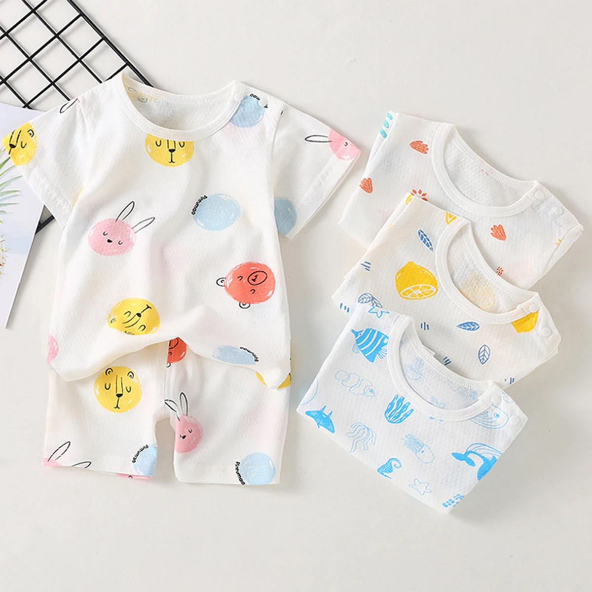 

Baby Romper Short Sleeve Jumpsuit One-Piece Cotton Summer Outfit for Infant Boy Girl