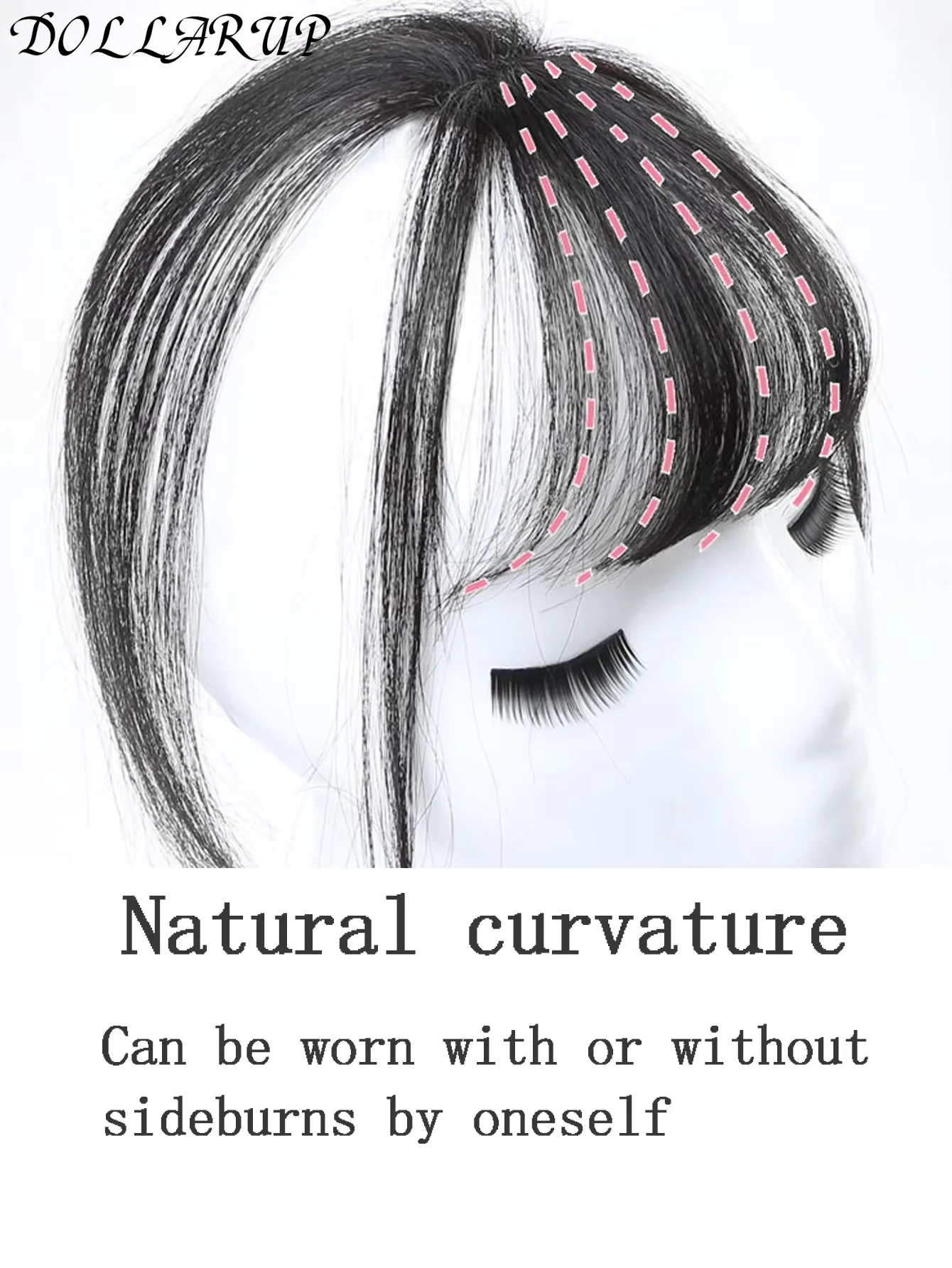 JKL Synthetic Topper Hairpiece Highlighted Purple Pink Bangs Middle Part Straight Bangs Covering White Hair Closure Hairpiece