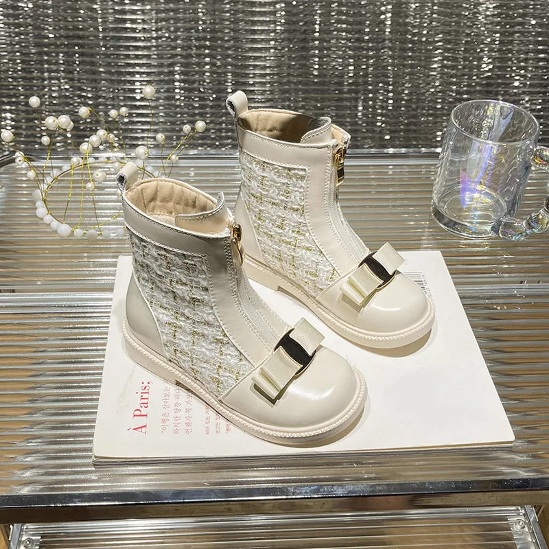 

Сапоги для девочек, новинка 2024, модные детские полусапожки, противоскользящие одинарные ботинки для больших детей