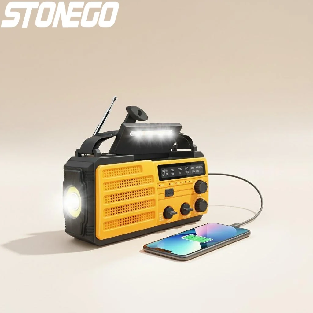 

Emergency Hand Crank Rechargeable Solar Flashlight Multifunctional LED Reading Light Radio Disaster Prevention