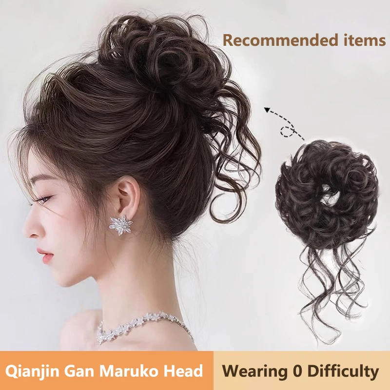 Synthetic Hair Bun Elastic Long Beard Hair Loops Fluffy Curly Hairstyling Fixator Tools For Women Hair Extensions