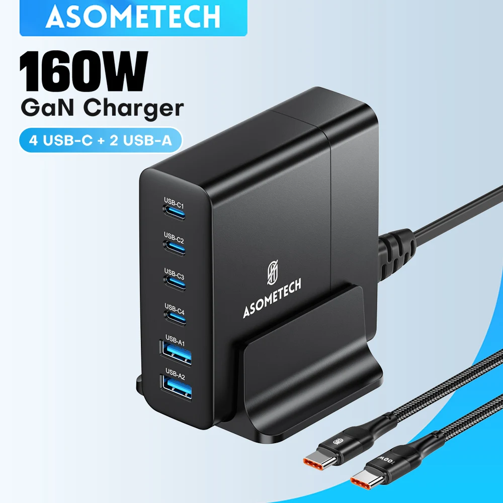 

160W GaN USB Fast Charger USB Type C Desktop Charger PPS PD QC4.0 3.0 Charger For iPhone Xiaomi Samsung S23 Macbook Laptop iPad
