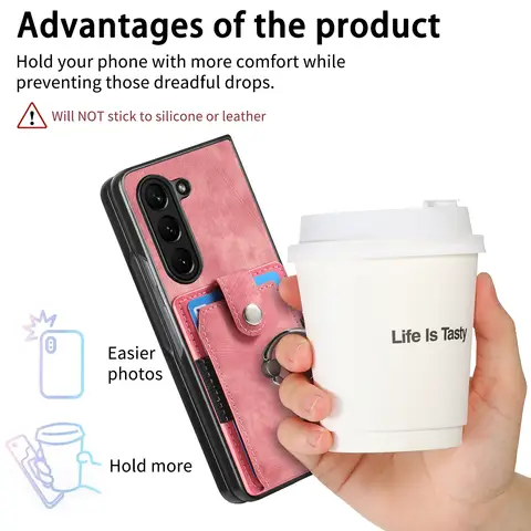 Ring Plånboksfodral med korthållare Telefonfodral för Samsung Galaxy Z Fold 7 6 5 4 3 Fold7 Fold6 Retro Läderskyddsfodral 8 best sales Samsung Z Fold 4-fodral - №6