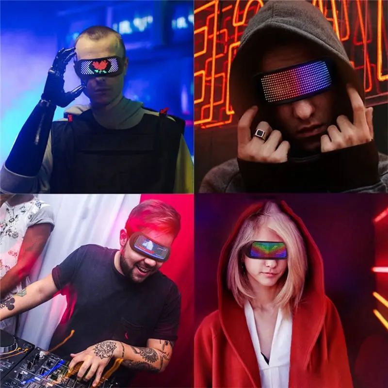 

Очки с подсветкой, светодиодная маска, Bluetooth светодиодные блестящие очки, электронные очки с козырьком для вечеринки, бара, пасхальный подарок