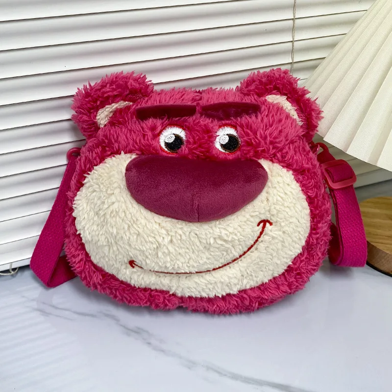 Disney Toy Story Lotso Coin Purse Crossbody Bag Cute Plush Shoulder Bag Cartoon Satchel Girl Student Bear Handbag with Zipper