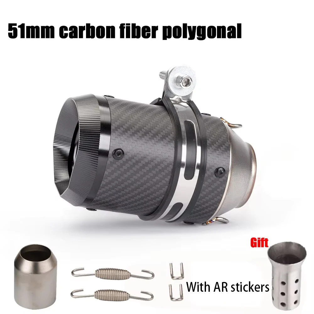 51mm/60mm universal motorcycle GP exhaust pipe CNC carbon fiber muffler for Kawasaki Z900 FZ6 RC390 S1000XR image 3