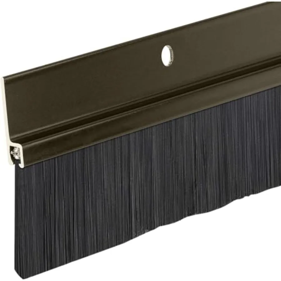 

Heavy Duty Brush Door Sweep 48" Long Brown Draft Stopper Aluminum Holder with 2" Polypropylene Bristles Weather Stripping Door
