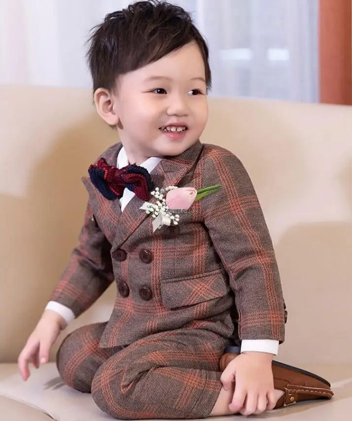 Flower Boys 1 Year Birthday Suit Baby Kids Luxurious Beautiful Photograph Suit Children Formal Wedding Performance Party Dress