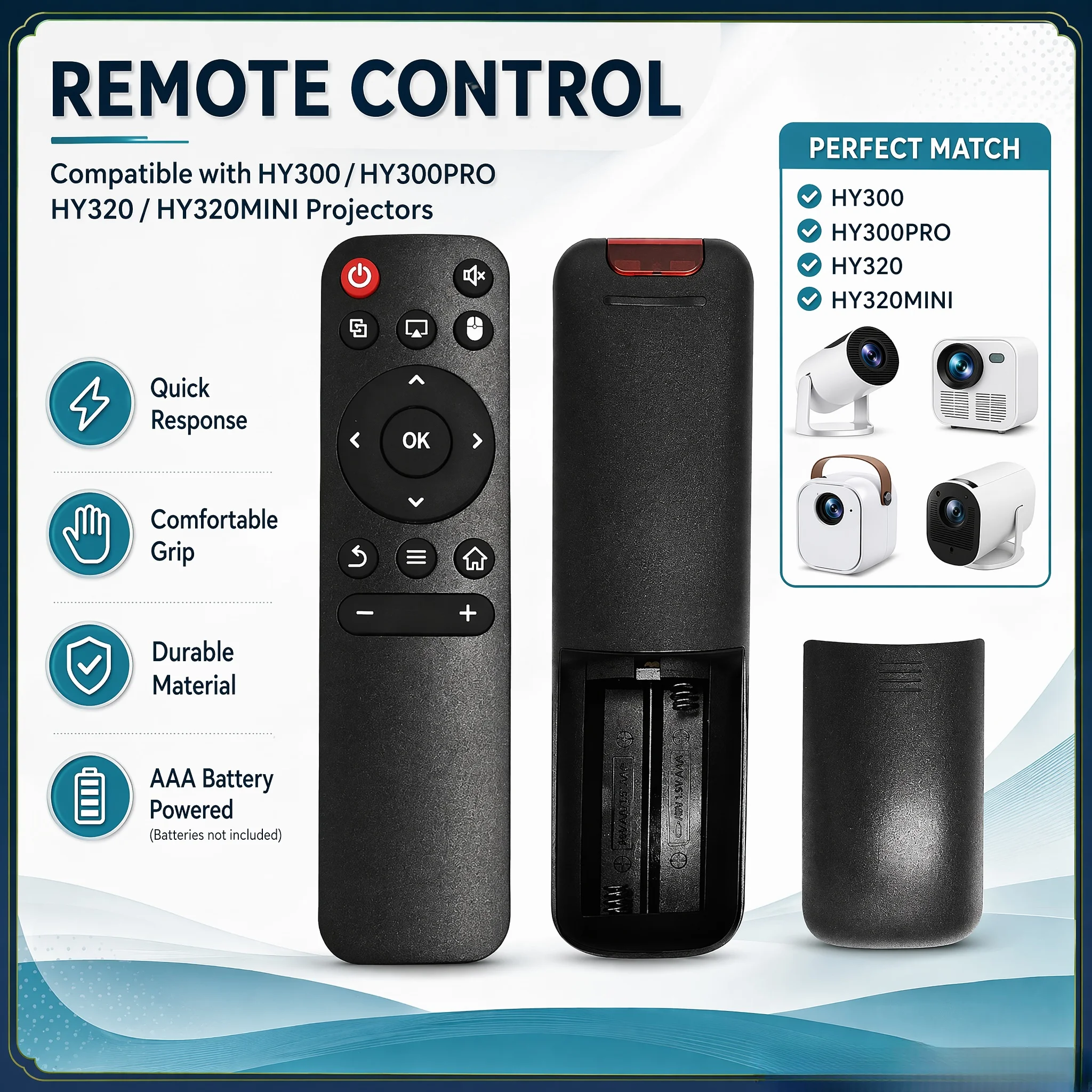 Original Replacement Universal IR Remote Control for HY300 HY300 Pro HY320 HY320 Mini Portable Android Projector