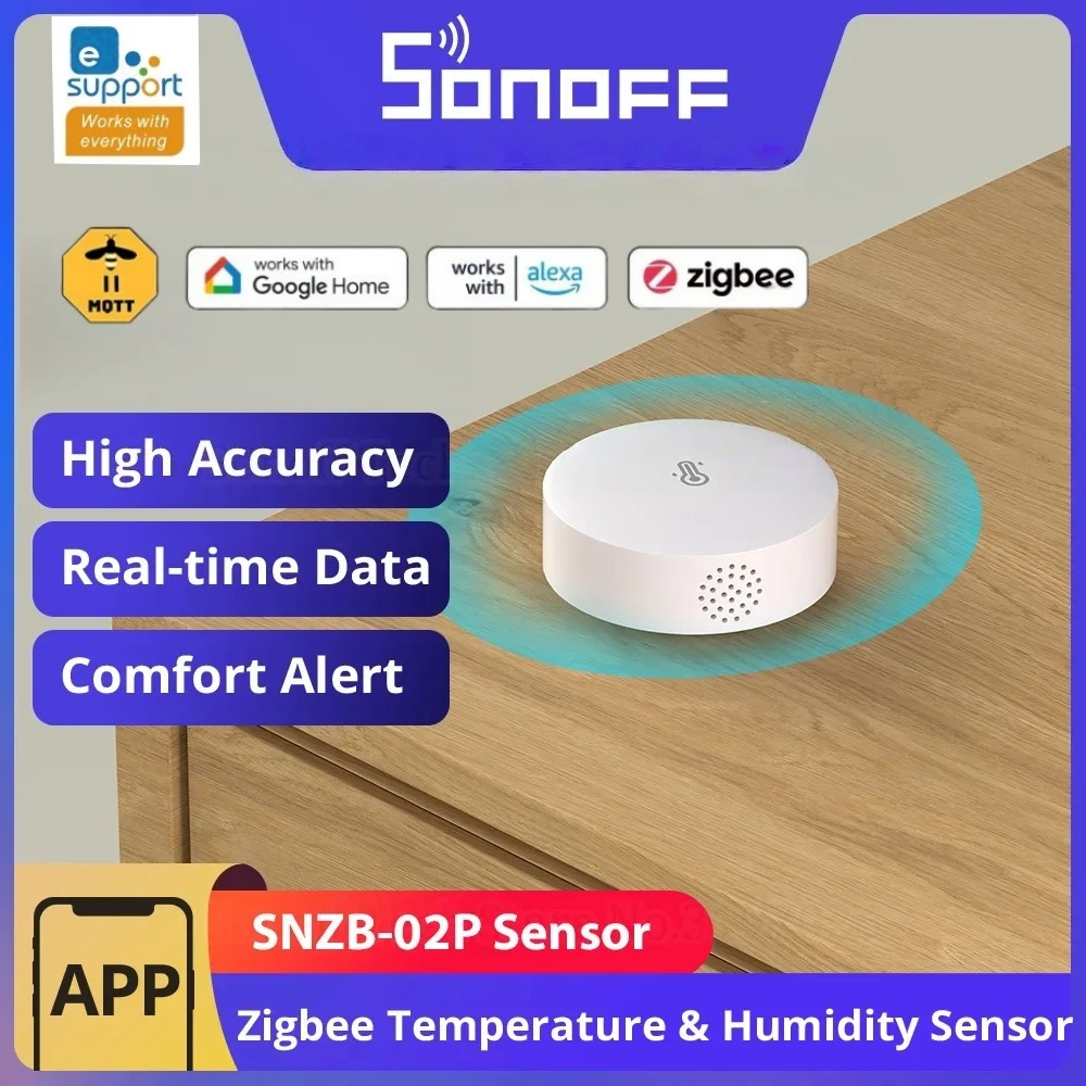 

SONOFF SNZB-02P Zigbee Temperature Humidity Sensor SNZB 02P Smart Home Thermometer Detector Work with Alexa Google Home