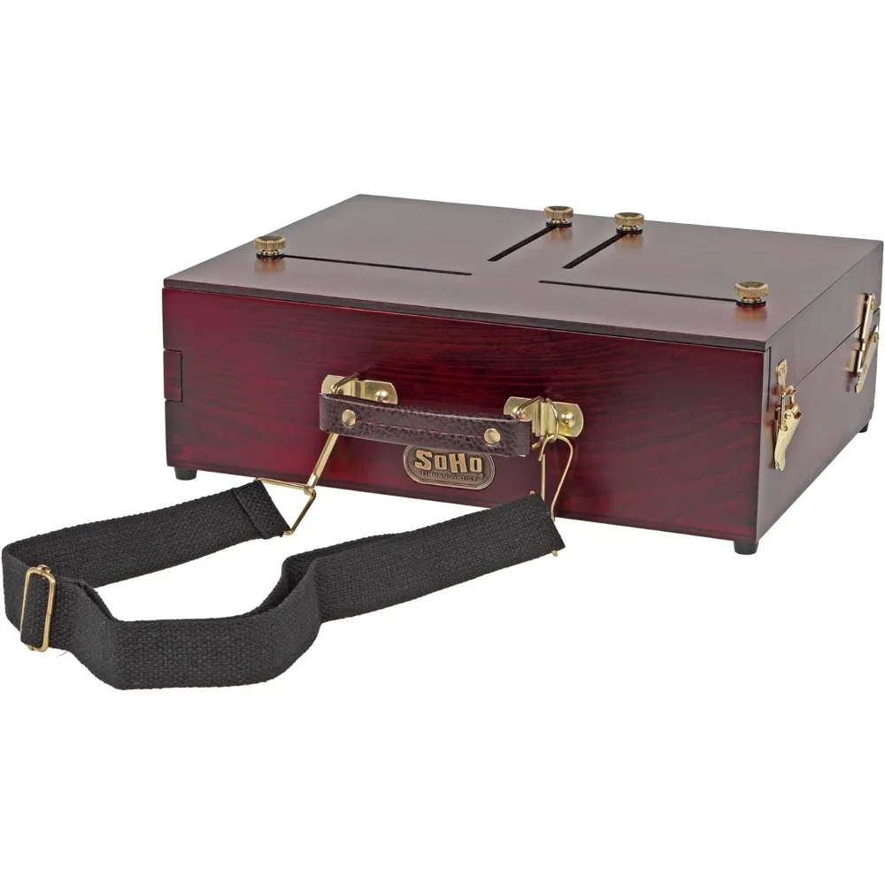 Artist Scout Pochade Box para caballete de pintura Plein Air con almacenamiento, ligero y portátil, acabado en caoba