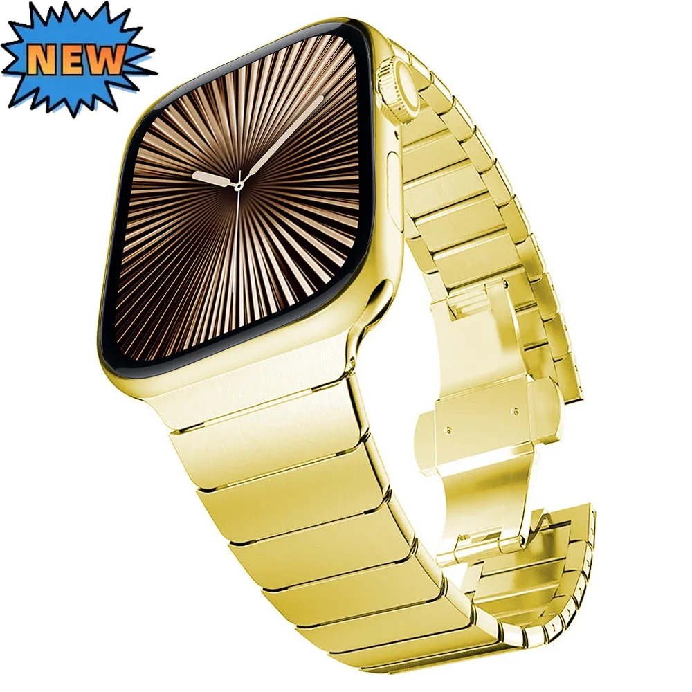 Pulsera de eslabones de Metal para Apple Watch Band 49mm 46mm 42mm 45mm 41mm 44mm 40mm pulsera para iWatch 10 9 8 7 6 5 4 SE Correa