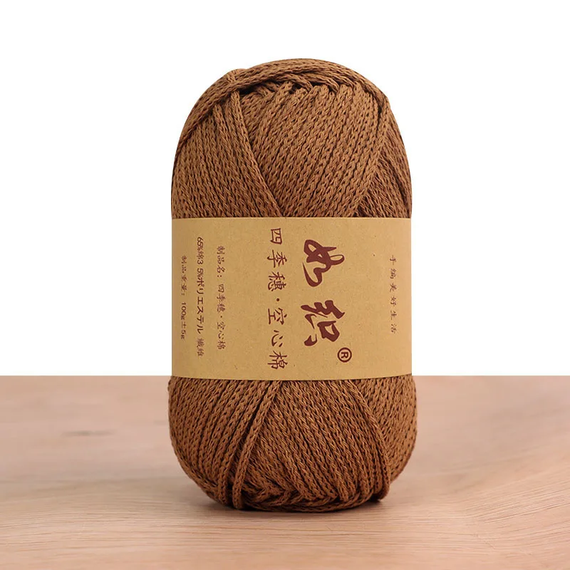 85M/롤 100g 크로 셰 뜨개질 뜨개질 원사 65% 코튼 크로 셰 뜨개질 스레드 Macrame 로프 Knitter 크로 셰 뜨개질 가방에 대한 수제 양모 라인 원사