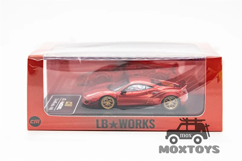 CM MODEL 1:64 LBWK 488 Widebody Metallic red Diecast Model Car