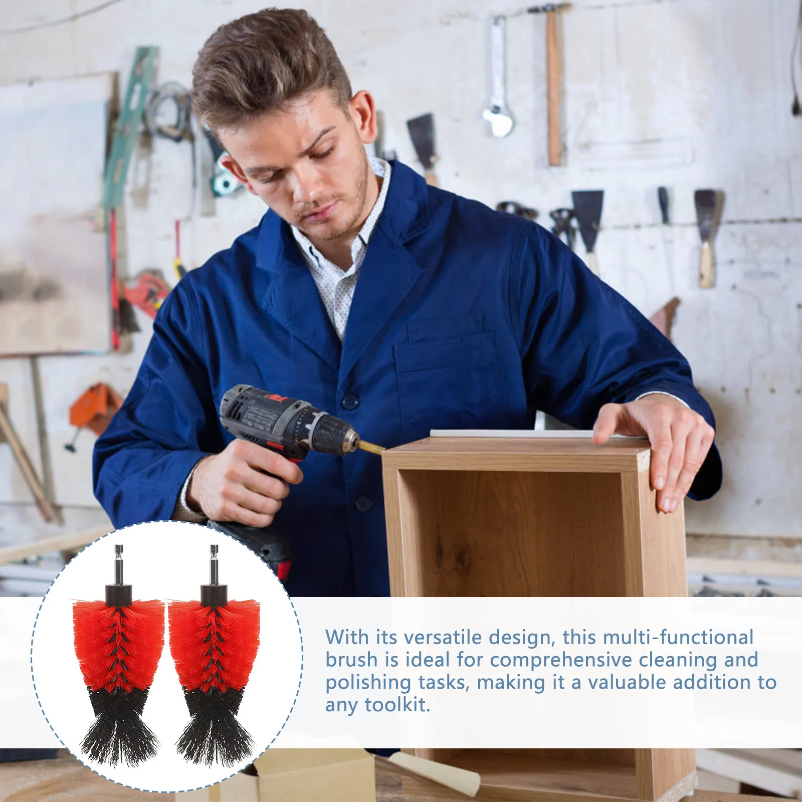 

Набор из 2 насадок-щеток для дрели: коническая и шаровая головки, многофункциональный инструмент для чистки и полировки электрических инструментов