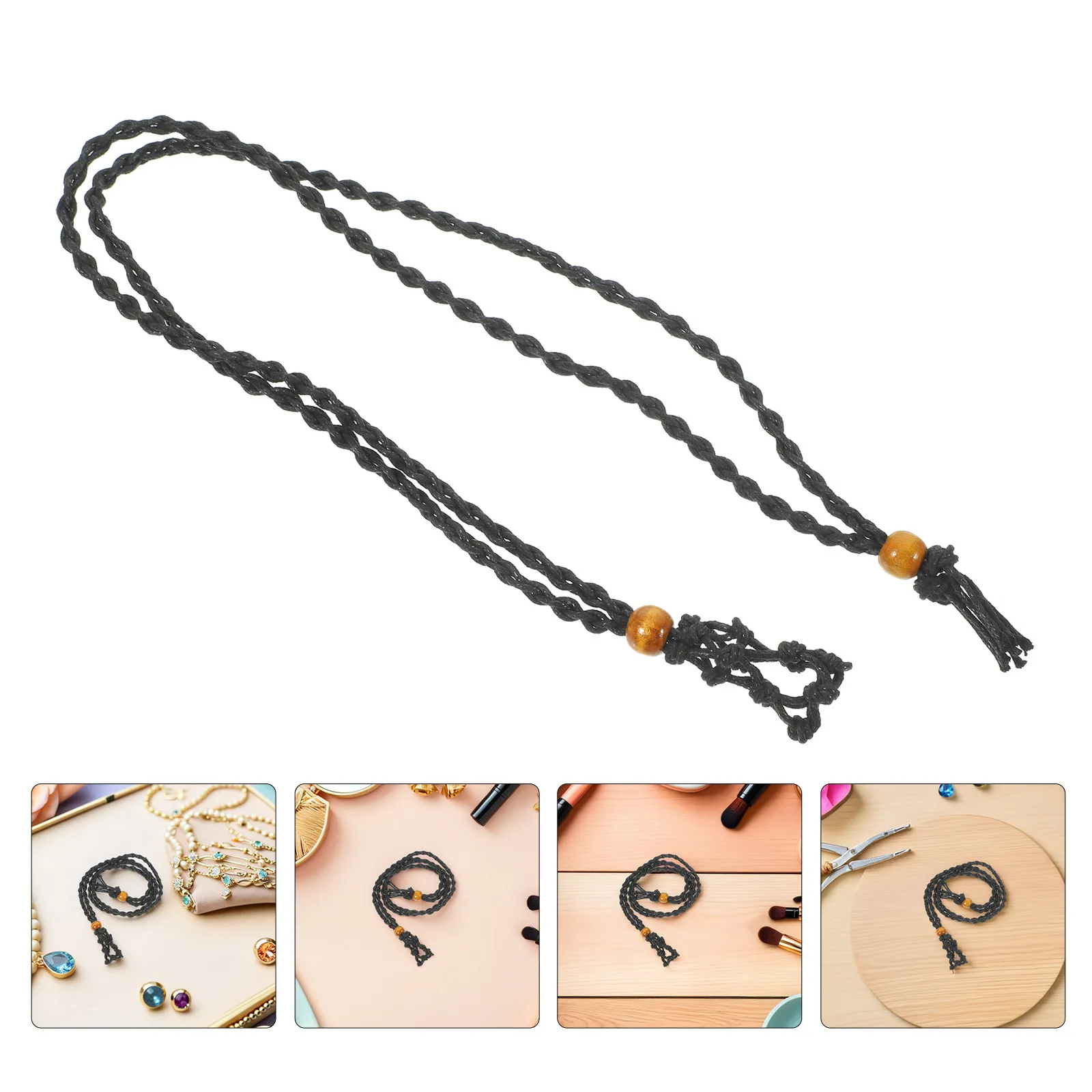 

4Pcs Adjustable Macrame Crystal Stone Holder Necklace Handcrafted Woven Cage Pendant for Quartz Amethyst Gemstones 40-45Mm