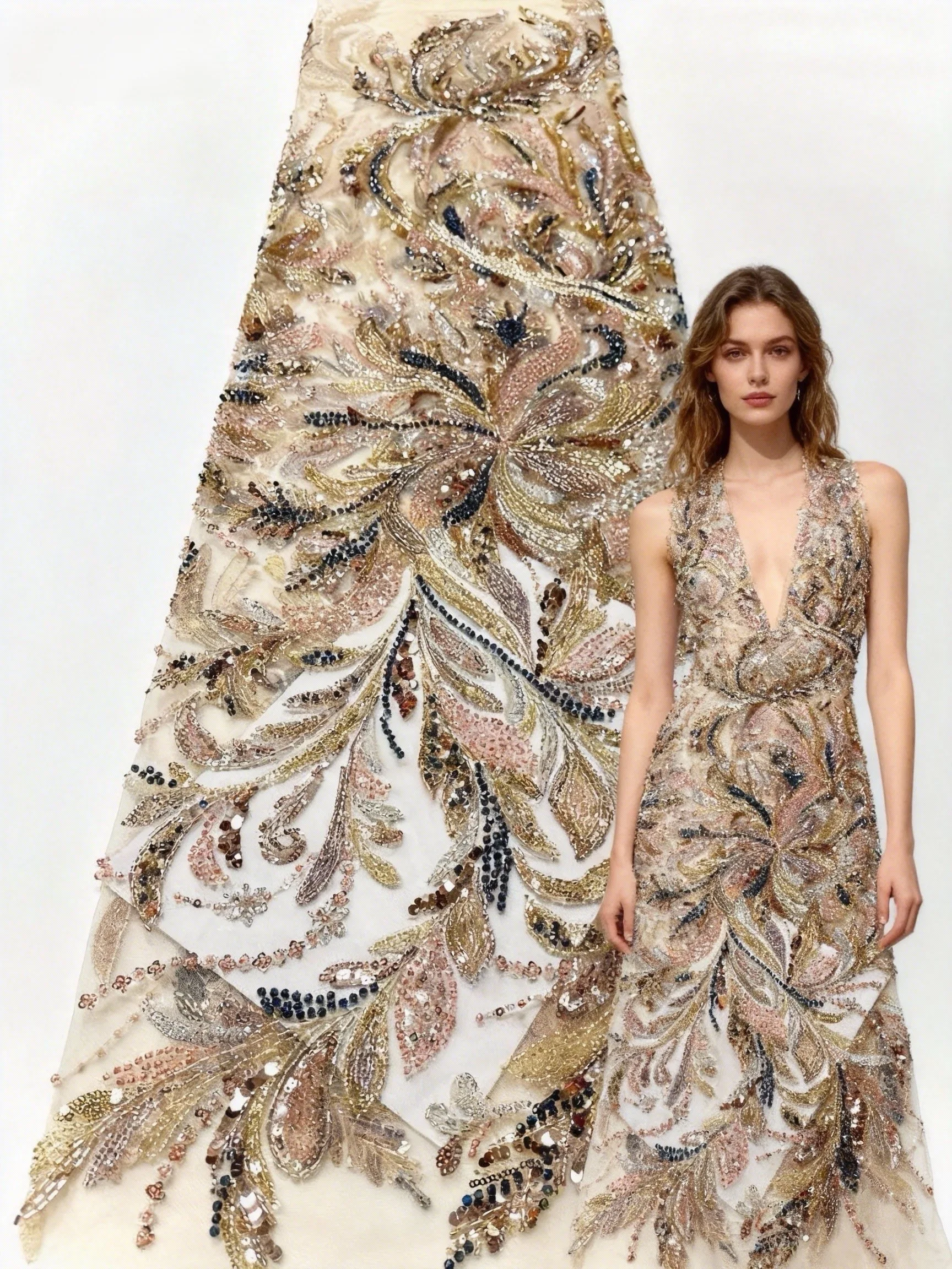 

Роскошная африканская кружевная ткань с блестками для жениха, высокое качество, 2026, тяжелый бисер, вышивка, французский тюль, кружево для свадебных платьев, шить