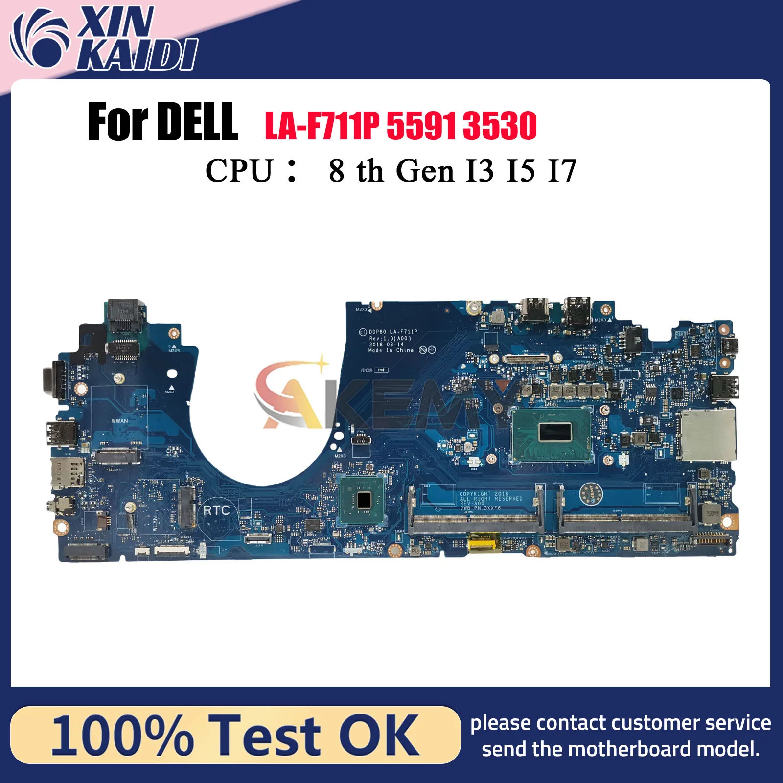 

Материнская плата для ноутбука Dell Latitude 15 5591 3530 LA-F711P с процессором i5 i7-8th 084F86 00H37N 0H2V6K, 100% протестировано, ОК