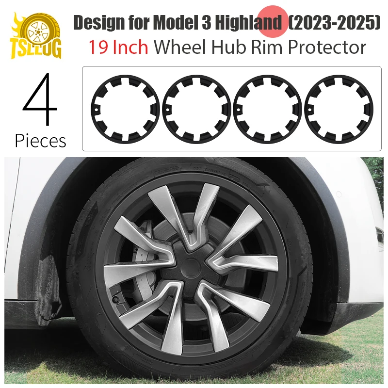 

4PCS 19 Inch Wheel Cover for Tesla Model 3 Wheel Protector for Wheel Cover ABS Rim Hubcaps Protection Highland 2023-2025