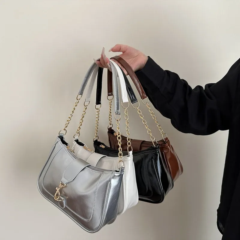

Элегантная сумка через плечо с цепочкой, новинка 2023 года для женщин, роскошная сумка через плечо из мягкой кожи, модная сумка подмышками для всех случаев