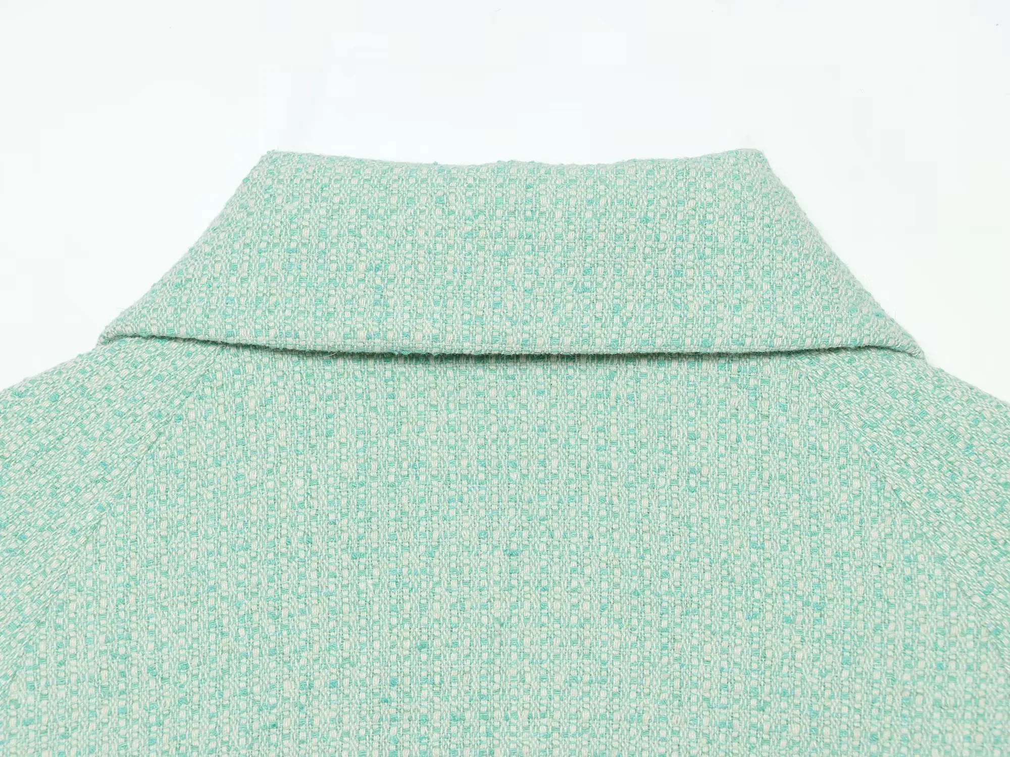 Damen Vintage Blaue Einreihige Jacken Damen 2026 Herbst Neue Schicke Lässige Faltenärmel Stehkragen Mäntel High-Street Damen Oberteil – Detail 5
