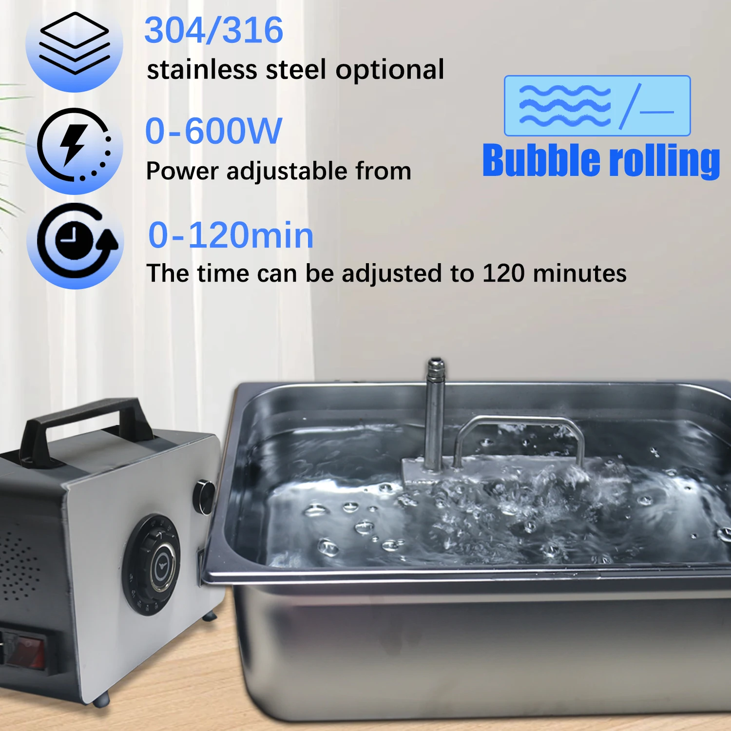 Ultrasonic Cleaner Ultrasound Cleaning Machine With Heated Washing Bubbling and adjustable power Professional Home Commercial