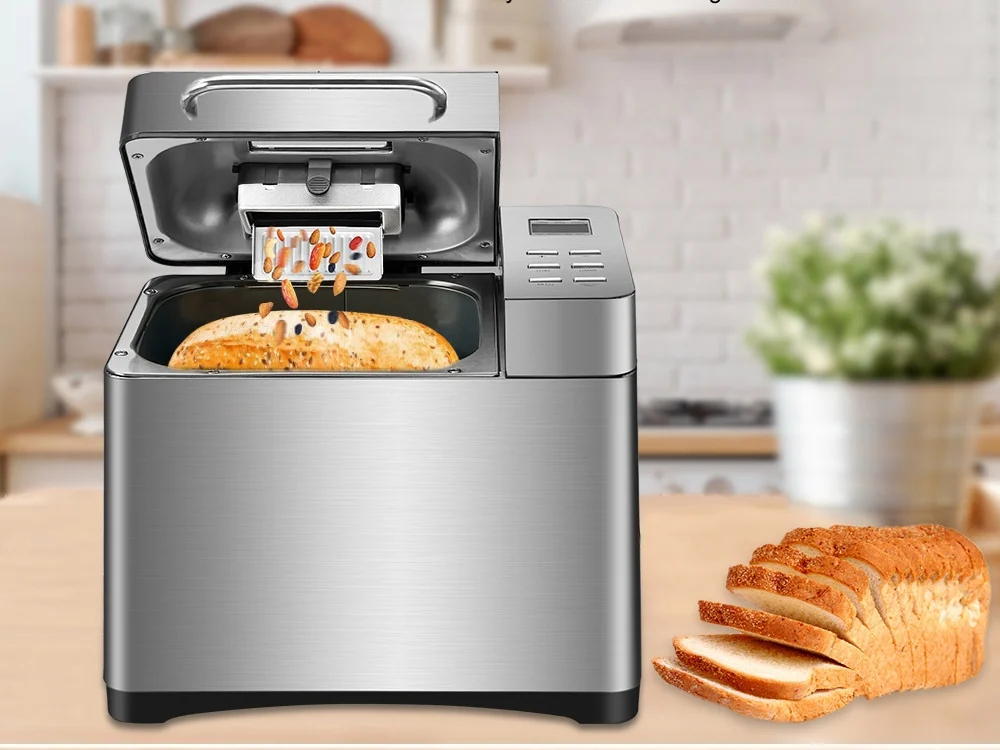 

Fully Automatic Bread Machine Electric Bread Slicer Machine for Home Use 1.5Lb, 2.0Lb Adjustable Crust Control