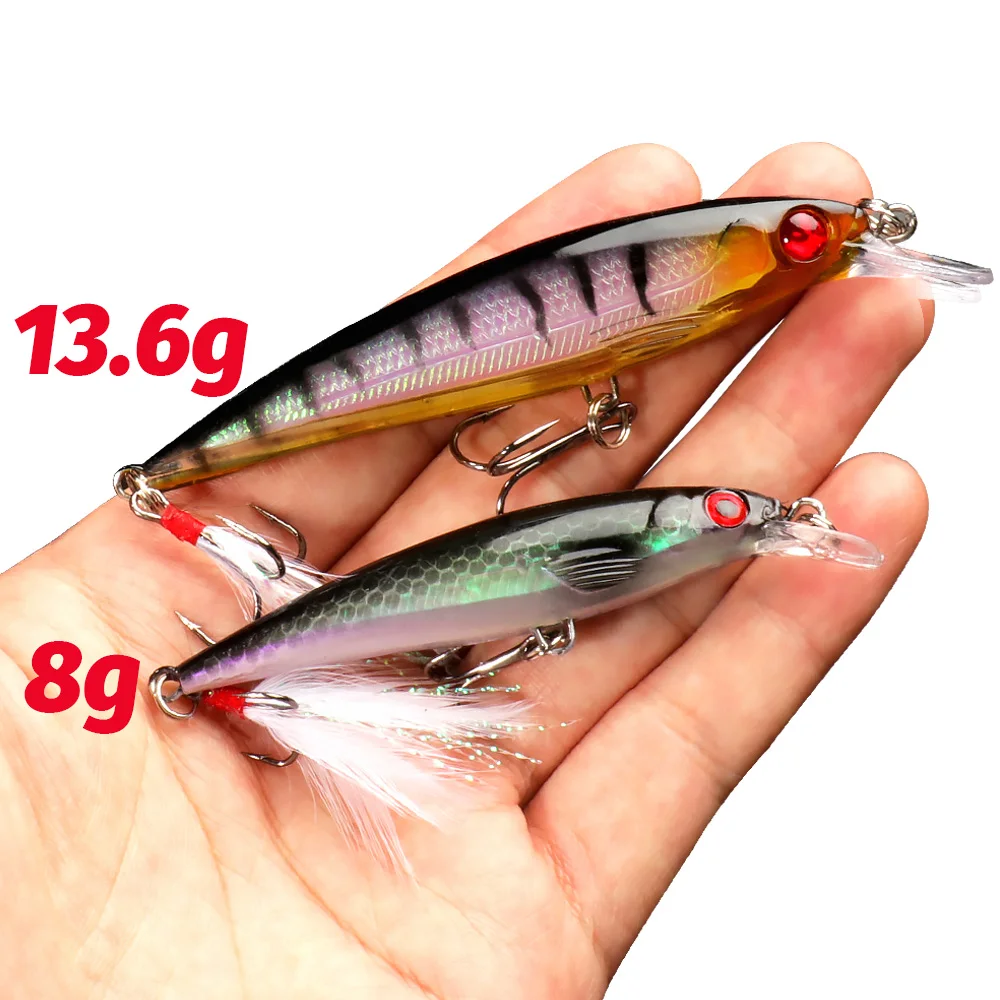 5 Stück/Set Köder-Set, schwimmender Minnow, 8 g, 13,6 g, künstlicher Köder, Bass-Haken, Wobbler, Angelzubehör, Angelkasten, Crankbait, Pesca, Jerkbait. – Detail 5