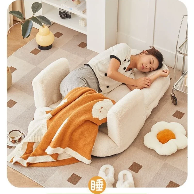 

Nordic Lazy Sofa Single Tatami Balcony Human Bay Window Kennel Bedroom Backrest Chair Floor Seat Casual Folding Sofas Furniture